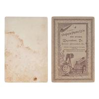 [NATIVE AMERICANS]. A group of 2 cabinet cards of Native American subjects wearing Anglo-style clothing, one armed.