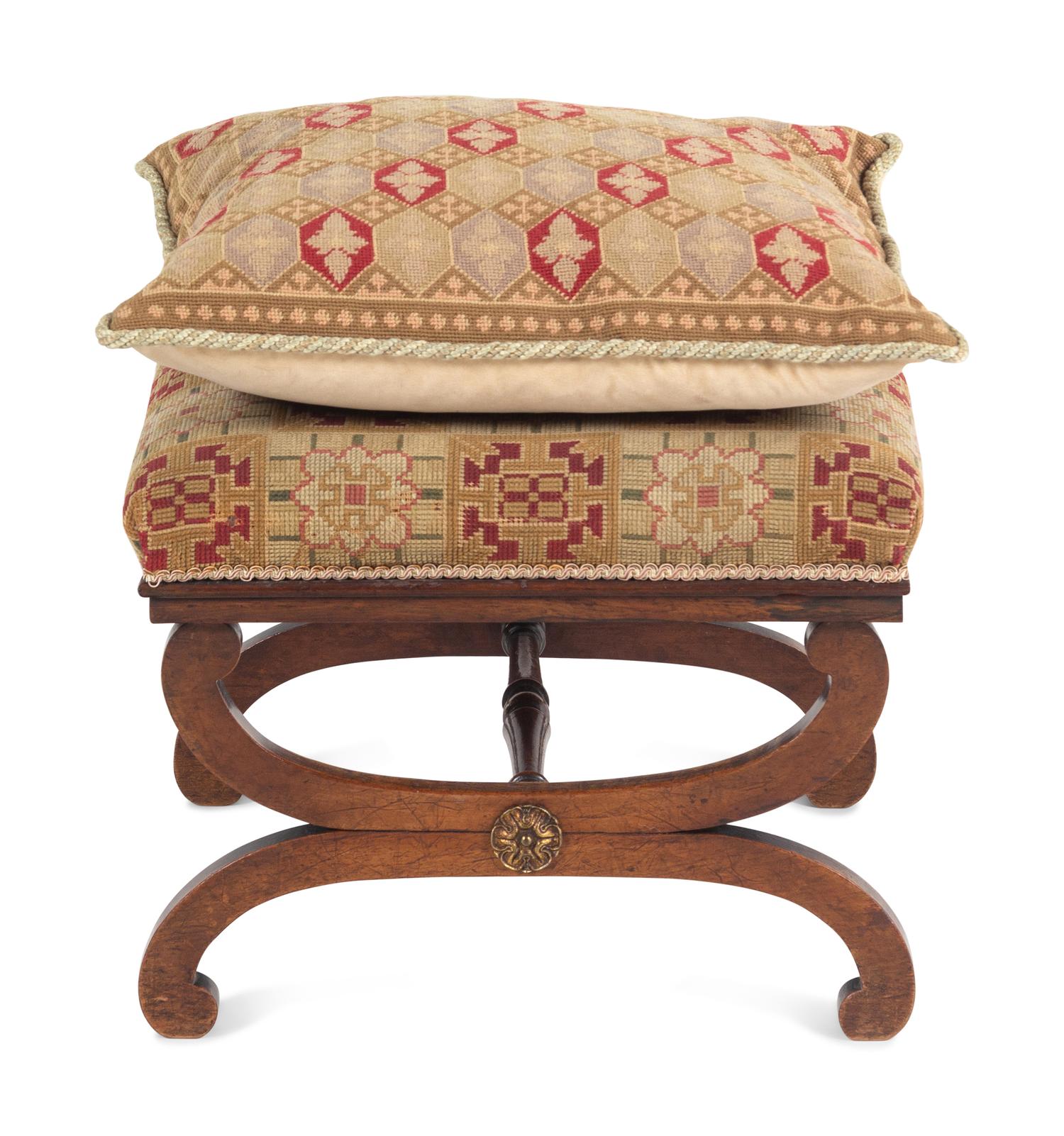 A Regency Style Stool and Pillow