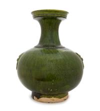 A Chinese Green Glazed Pottery Wine Jar HAN DYNASTY OR LATER Height 17 3/4 x width 14 1/2 inches. — HAN DYNASTY OR LATER