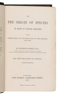 Darwin, Charles (1809-1882). On the Origin of Species by Means of Natural Selection, or the Preservation of Favoured Races in the Struggle for Life . London: John Murray, 1861.