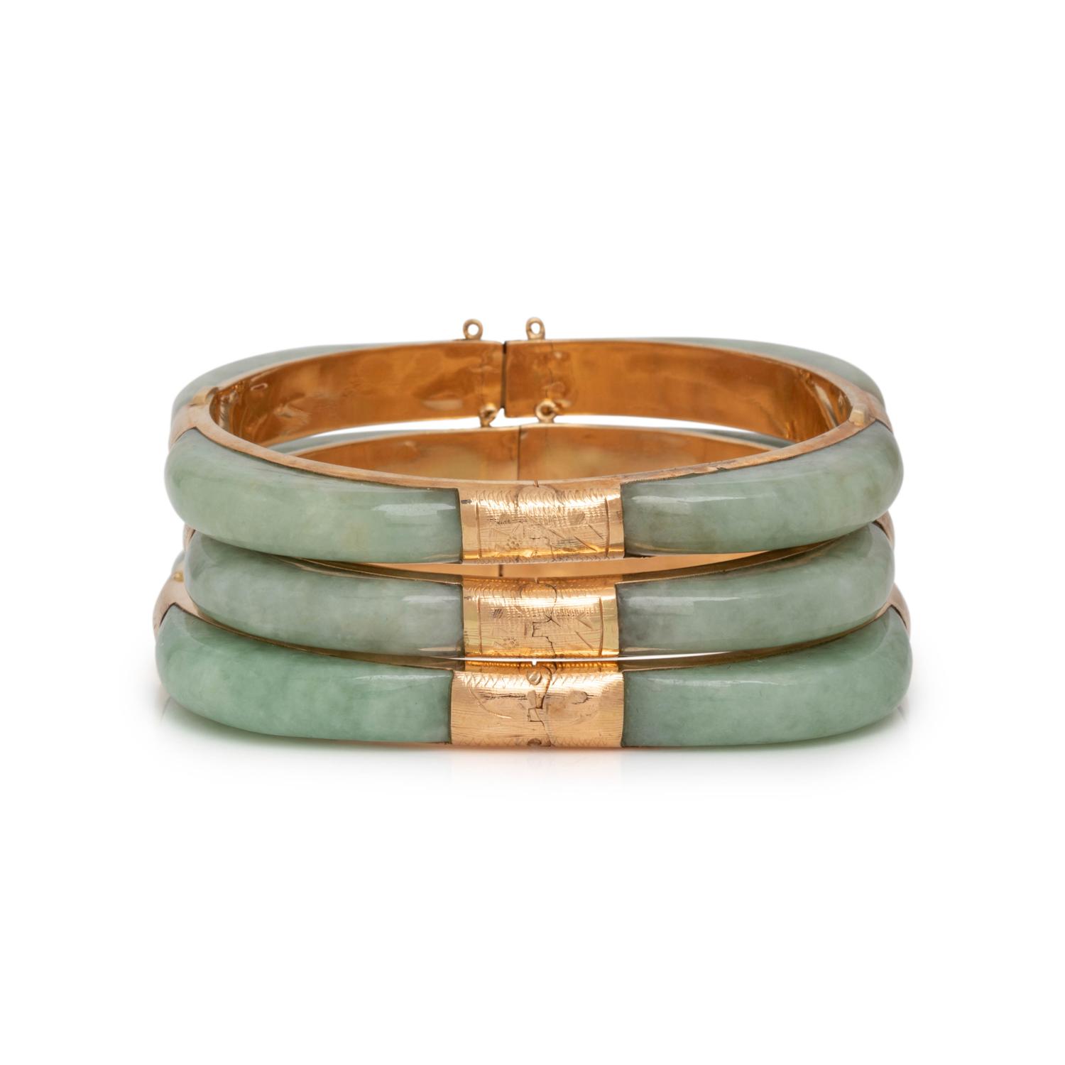 COLLECTION OF JADE BANGLE BRACELETS