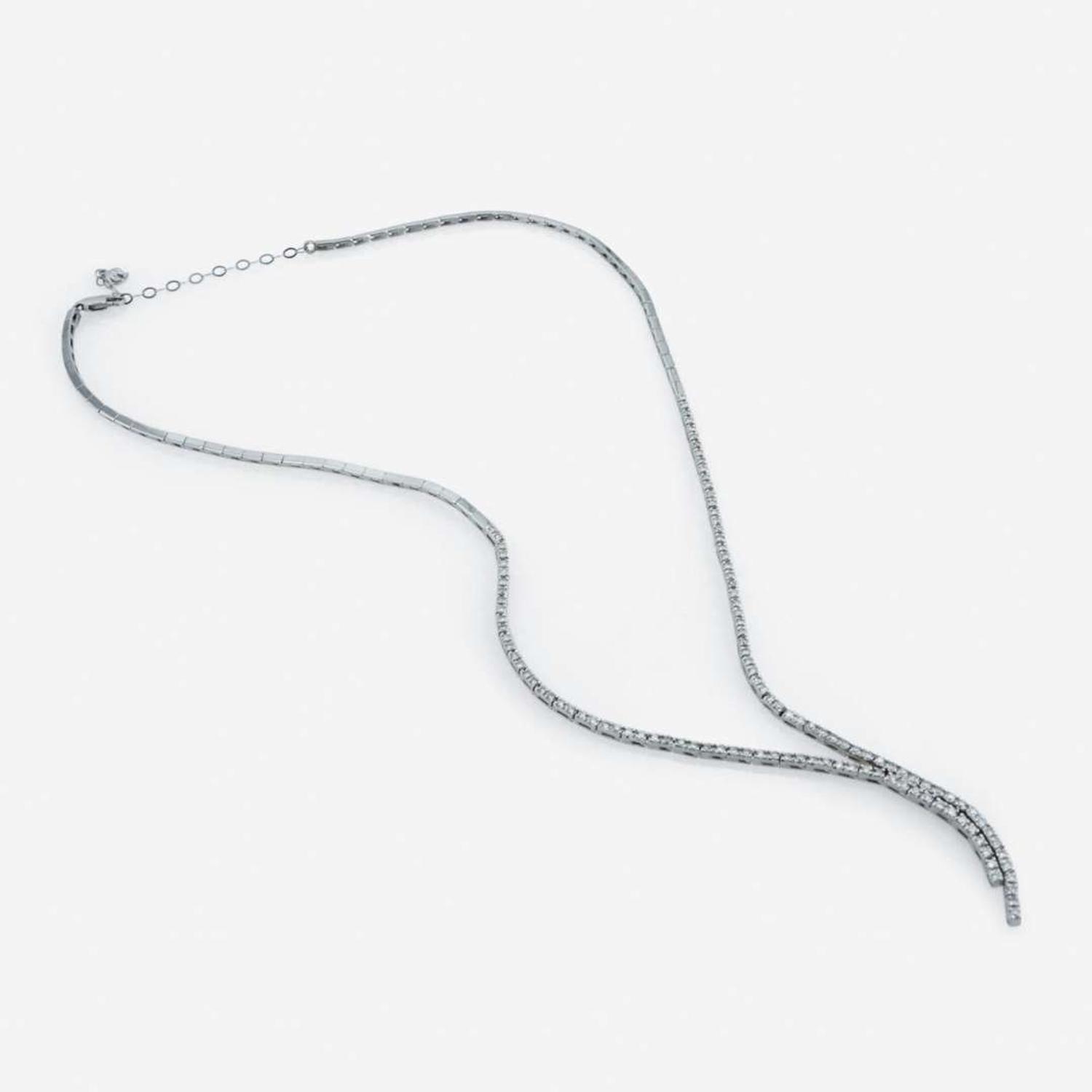 A 14K White Gold and Diamond Necklace