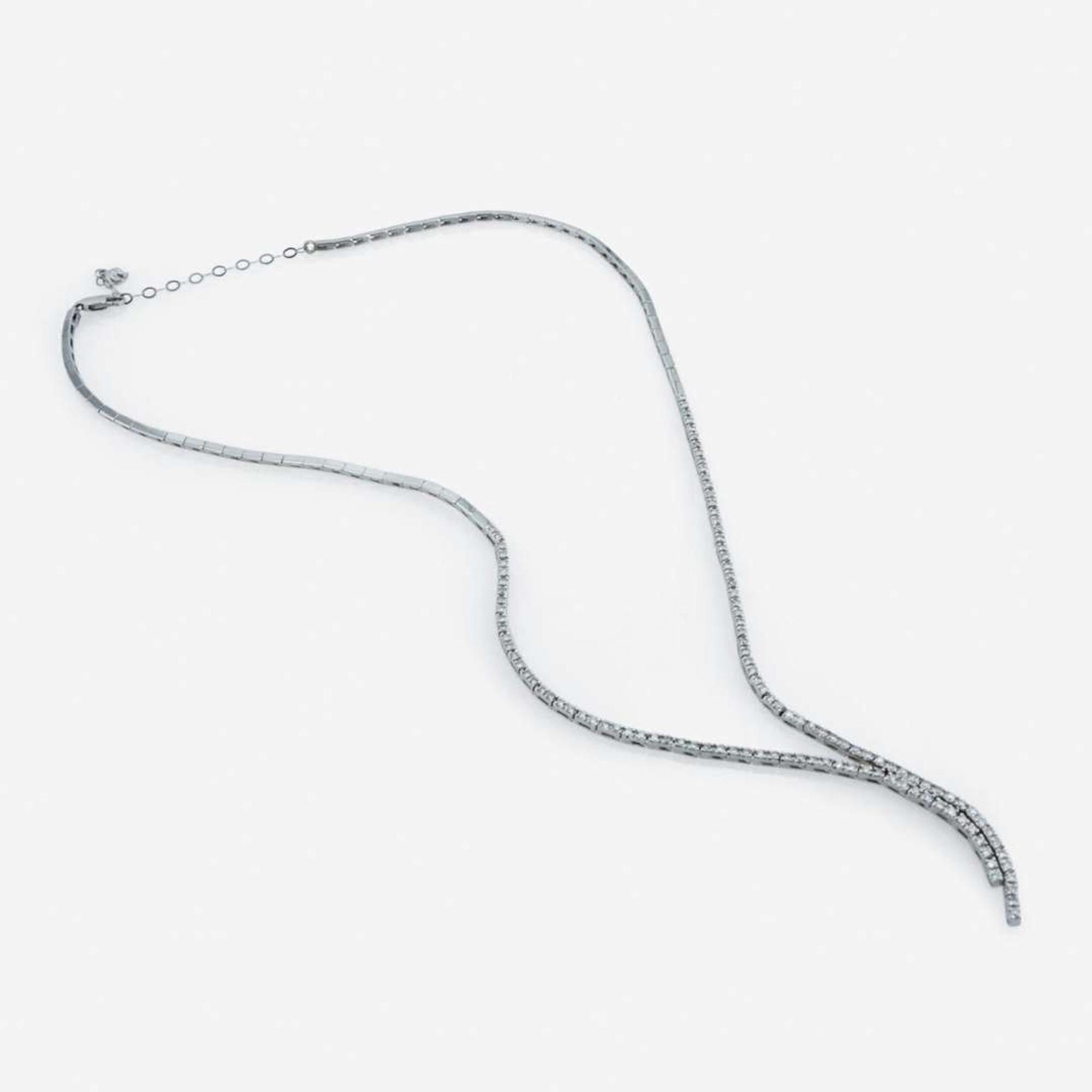 A 14K White Gold and Diamond Necklace