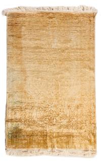 A Silk Rug 5 feet 2 1/2 inches x 3 feet 3 1/2 inches.