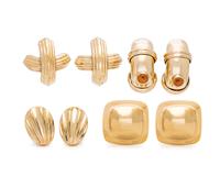 COLLECTION OF YELLOW GOLD EARCLIPS