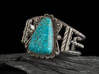 Navajo Silver and #8 Turquoise Cuff Bracelet