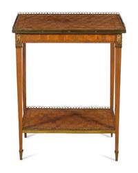 A Louis XVI Style Gilt Bronze Mounted Parquetry Table