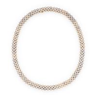 Three Row Diamond and Yellow Gold Necklace