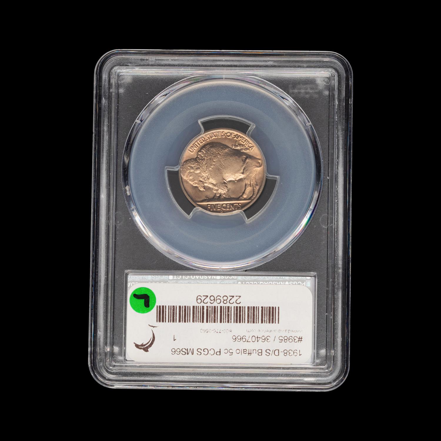 A 1938 D/S Buffalo 5c Coin [PCGS MS66]