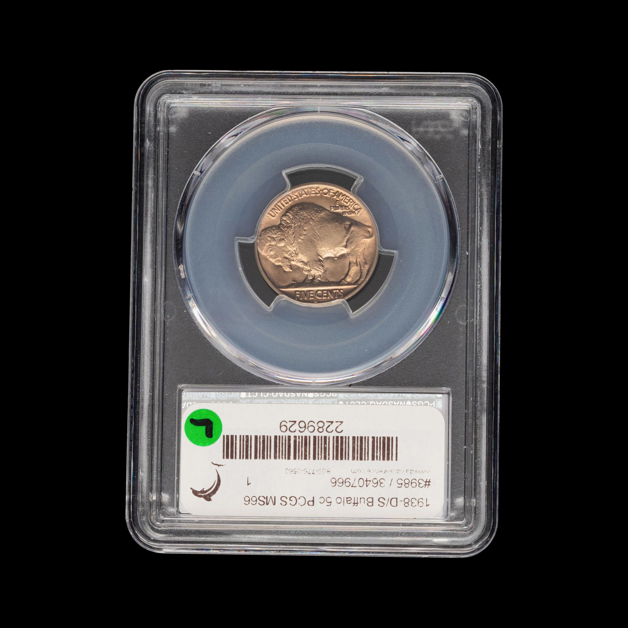 A 1938 D/S Buffalo 5c Coin [PCGS MS66]