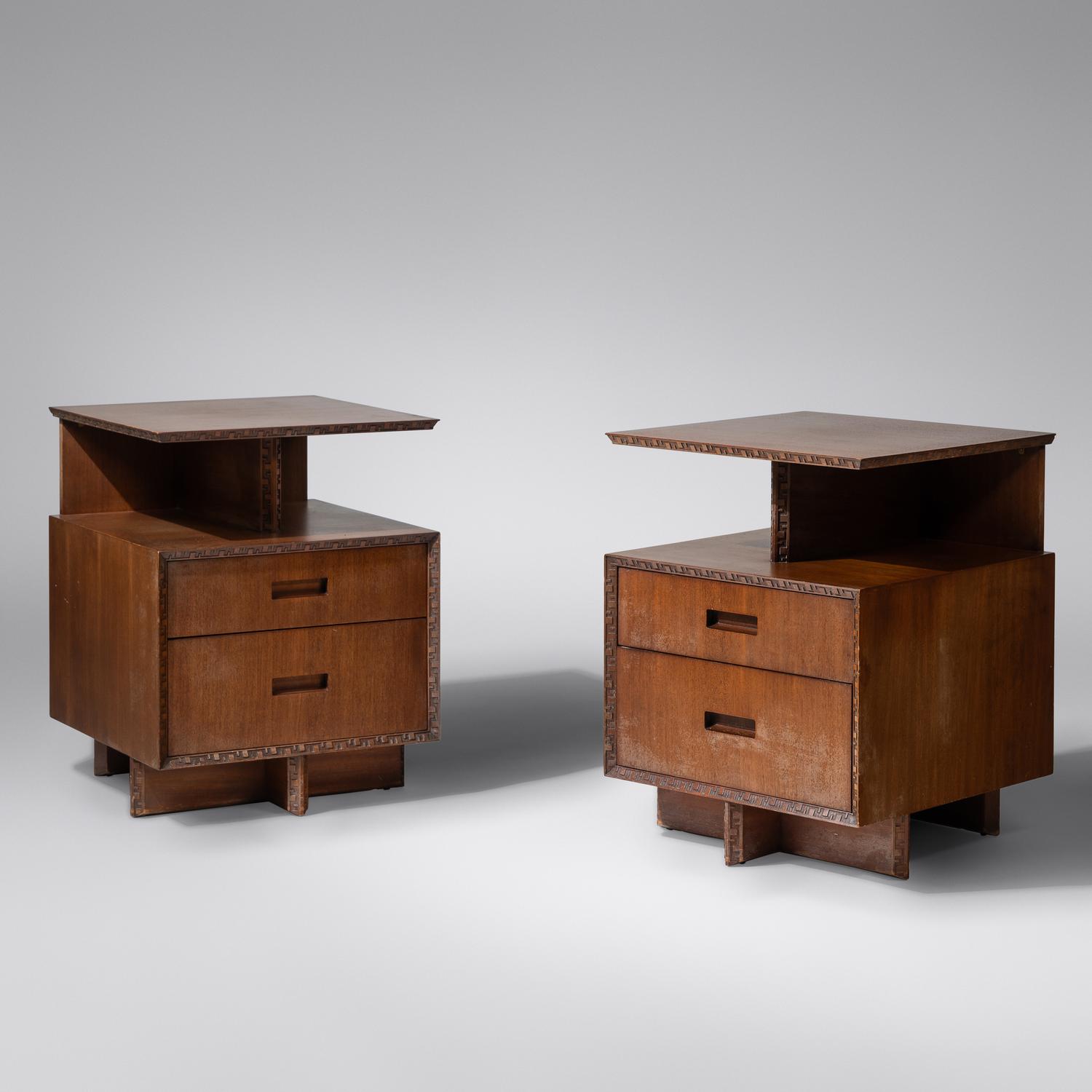 Taliesin nightstands, pair, c. 1955 Heritage Henredon, USA