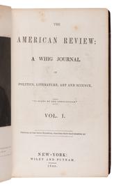 POE, Edgar Allan (1809-1849). "The Raven" in: The American Review: A Whig Journal. Vol. I, Nos. 1-6. New York: Wiley & Putnam, 1845.