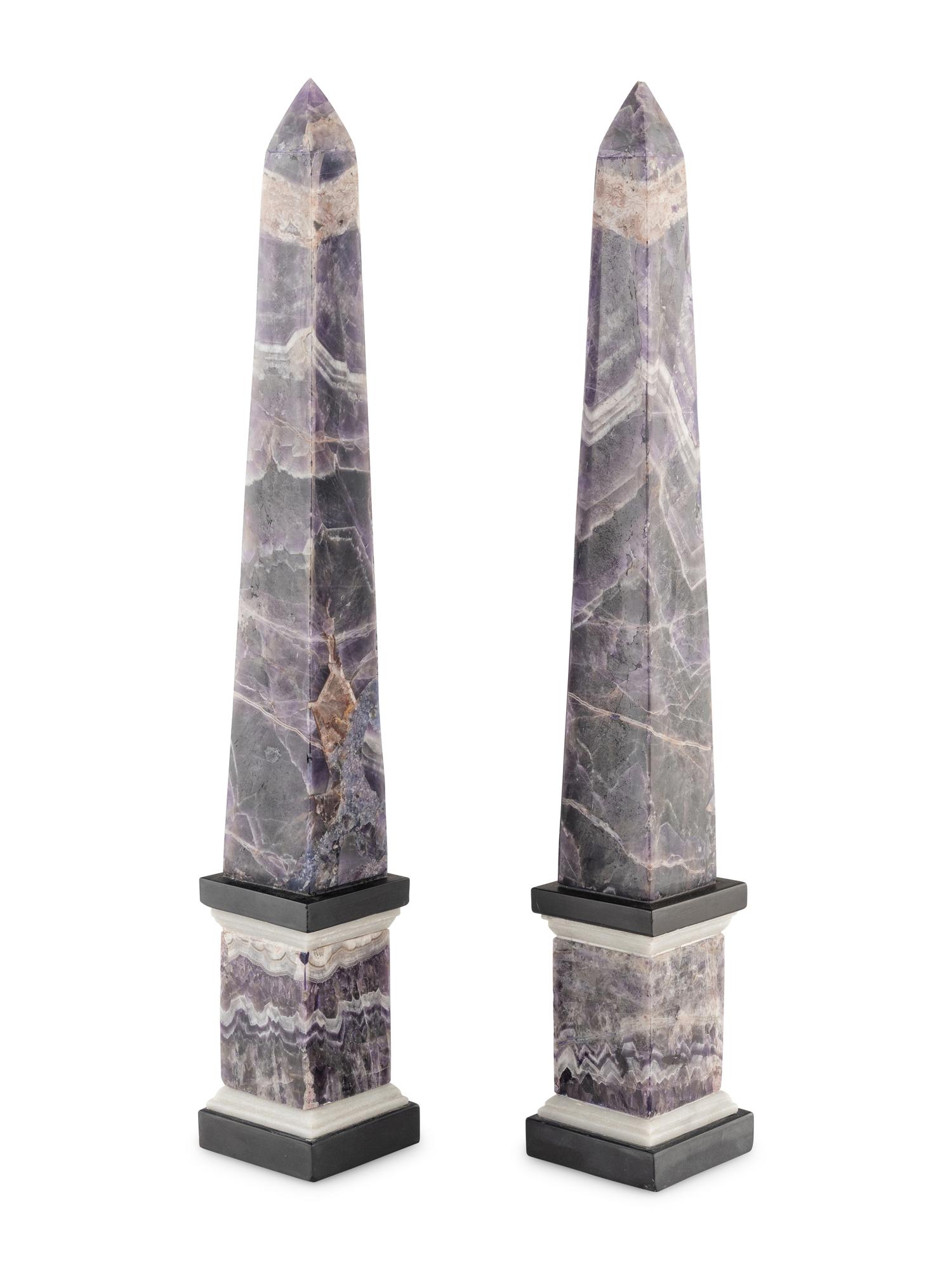 A Pair of Hardstone Obelisks