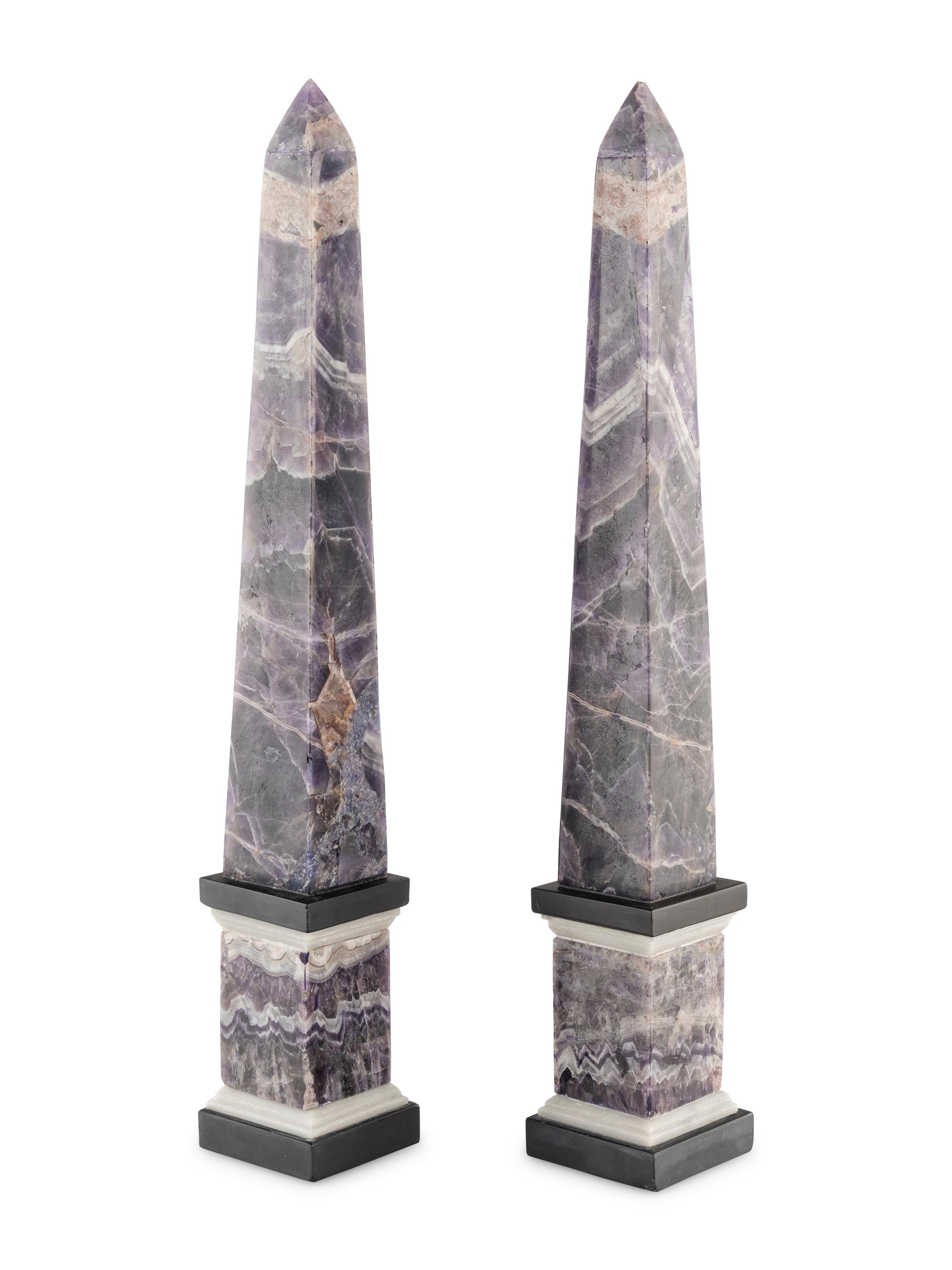 A Pair of Hardstone Obelisks
