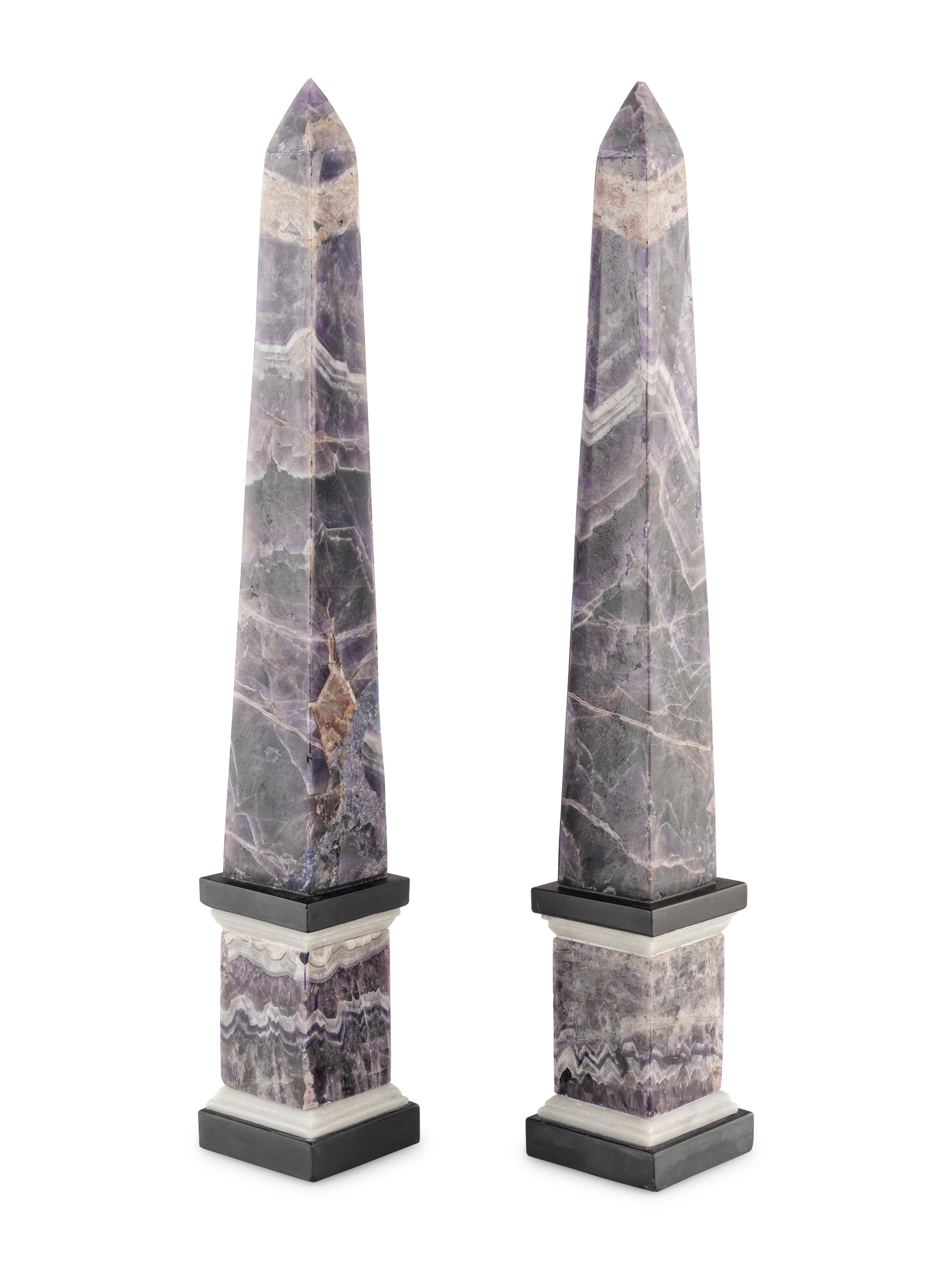 A Pair of Hardstone Obelisks