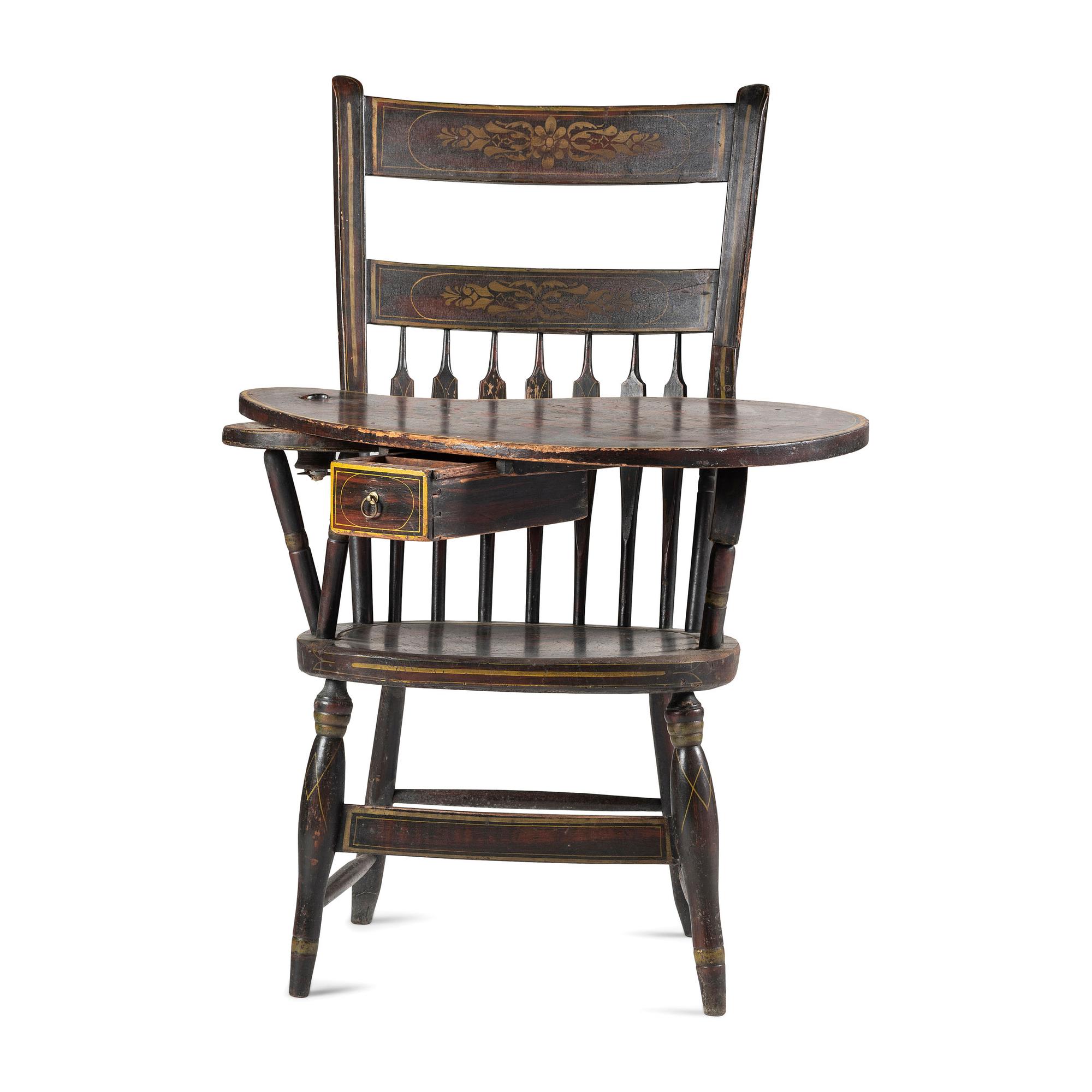 A Grain Painted Writing Arm Windsor Chair