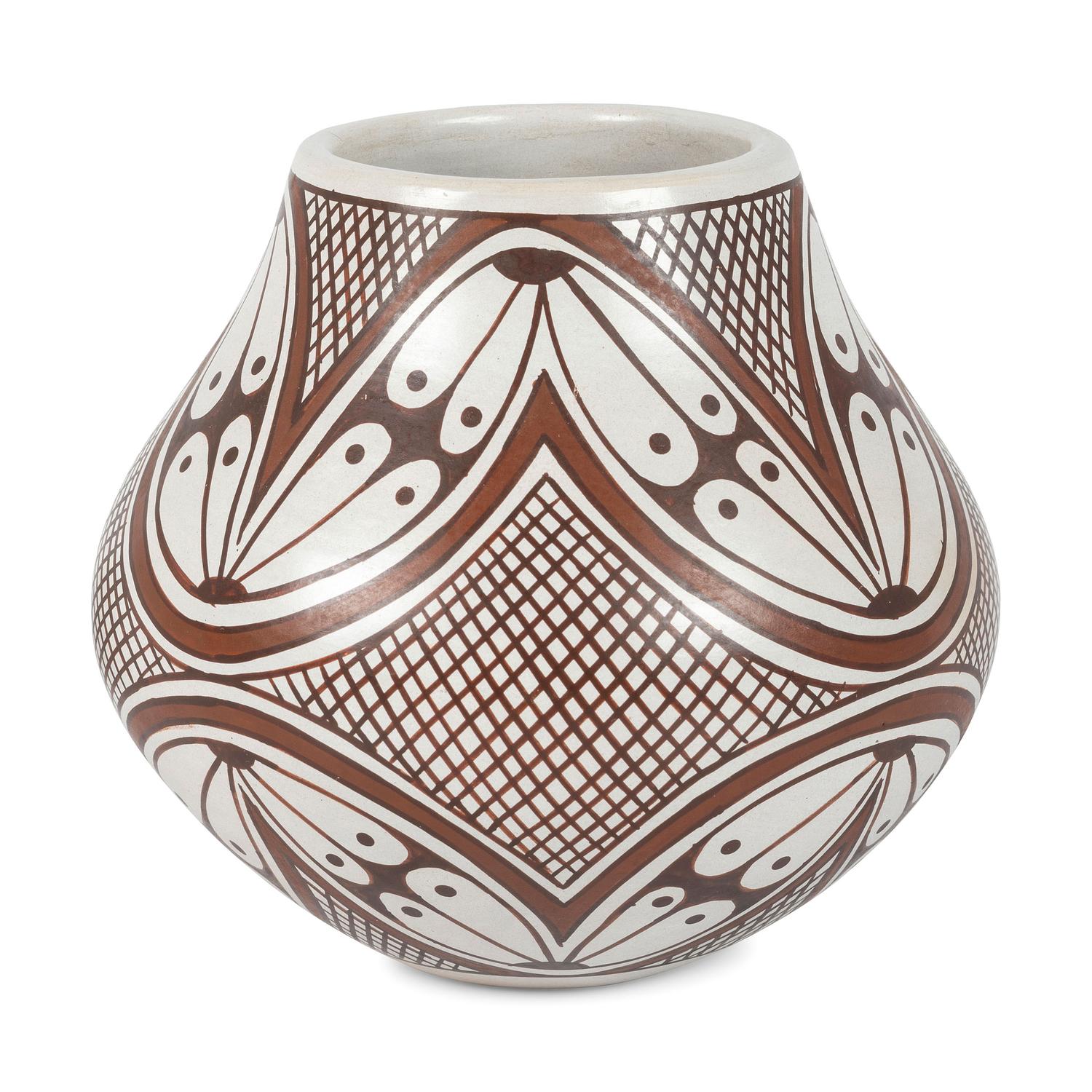 Polychrome Pottery Jar, with Fine Line and Winged Design