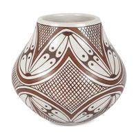 Polychrome Pottery Jar, with Fine Line and Winged Design