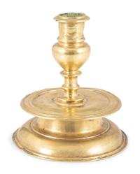 A Continental Brass Capstan Candlestick