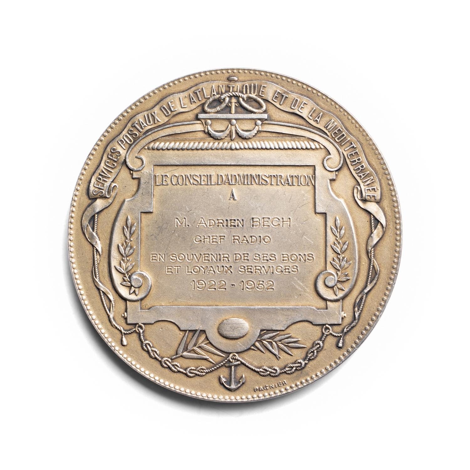 [EXONUMIA] A French Silver Presentation Medallion Relating to Oceanic Travel