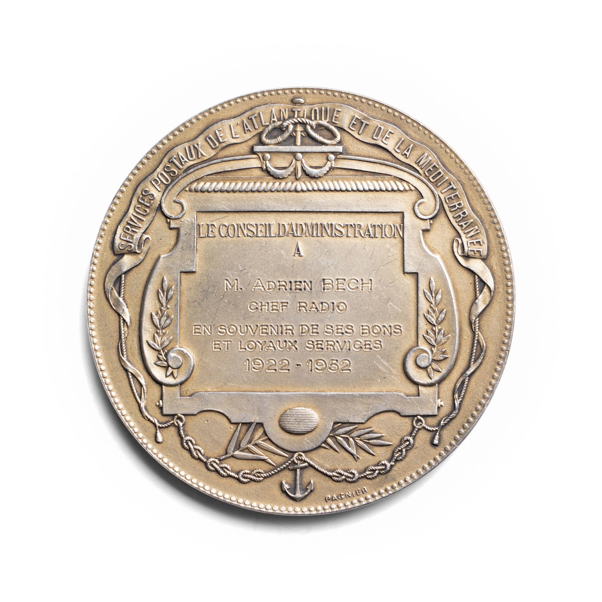 [EXONUMIA] A French Silver Presentation Medallion Relating to Oceanic Travel