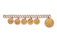 YELLOW GOLD AND COIN CHARM BRACELET