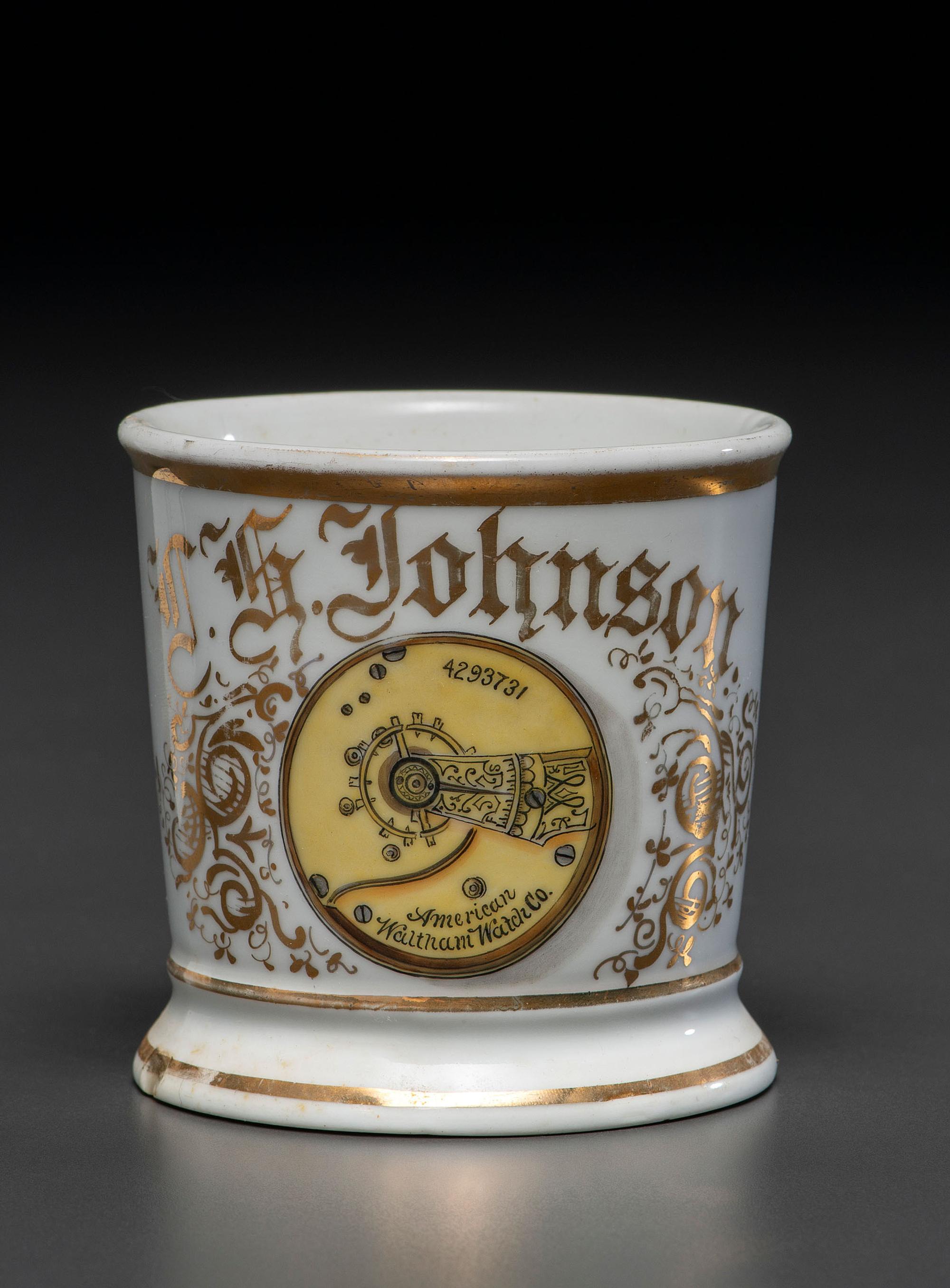 A Watchmaker's Porcelain Occupational Shaving Mug