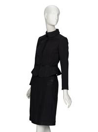 ROCHAS, BLACK CLOQUÉ SKIRT SUIT