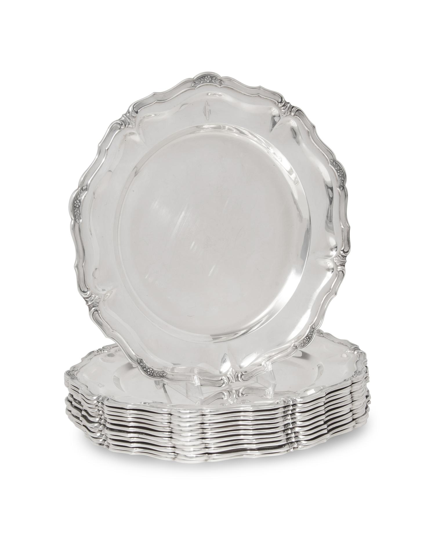 A Set of Twelve Peruvian Silver Dinner Plates