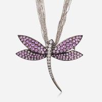 A Gold, Diamond, and Pink Sapphire Dragonfly Necklace