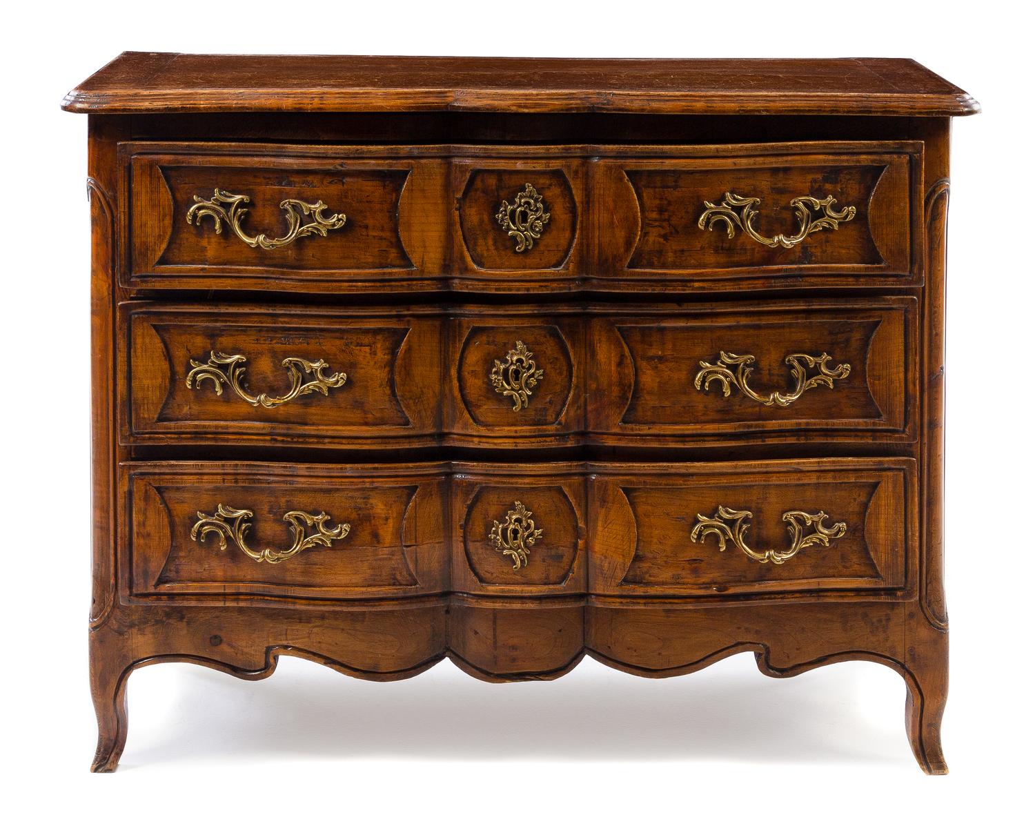 A Louis XV Provincial Style Walnut Commode Height 33 x width 43 x depth 18 inches. — EARLY 20TH CENTURY