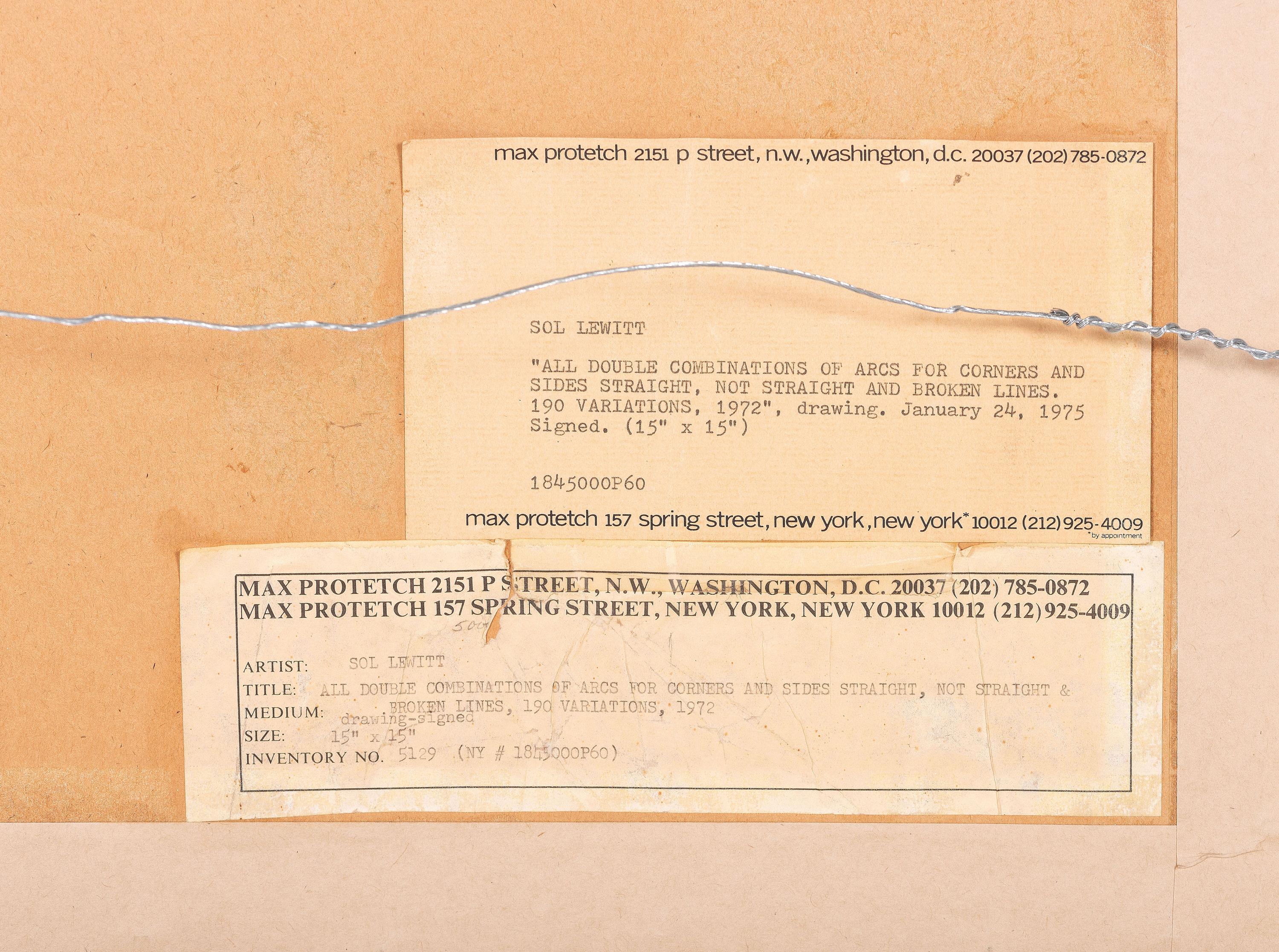 All Double Combinations of Arcs for Corners and Sides, Straight, Not-Straight and Broken Lines. 190 Variations, 1972