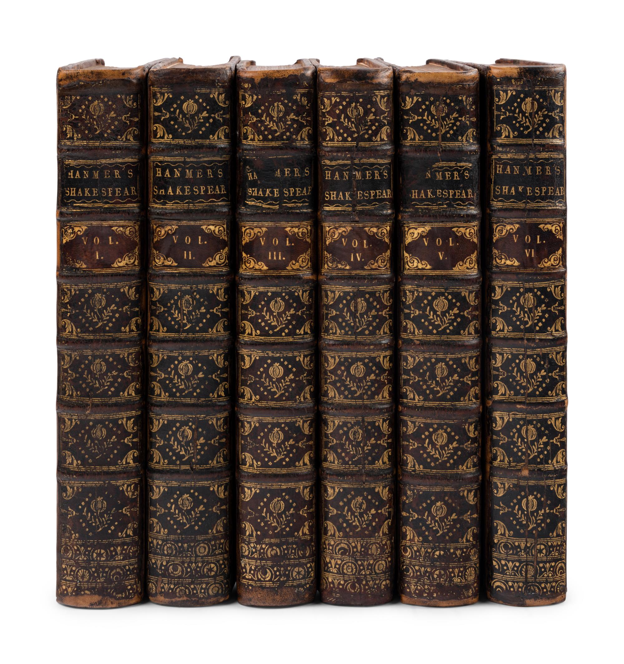 SHAKESPEARE, William. The Works... carefully revised and corrected. Thomas Hanmer, editor. Oxford: Printed at the Theatre, 1743-44.