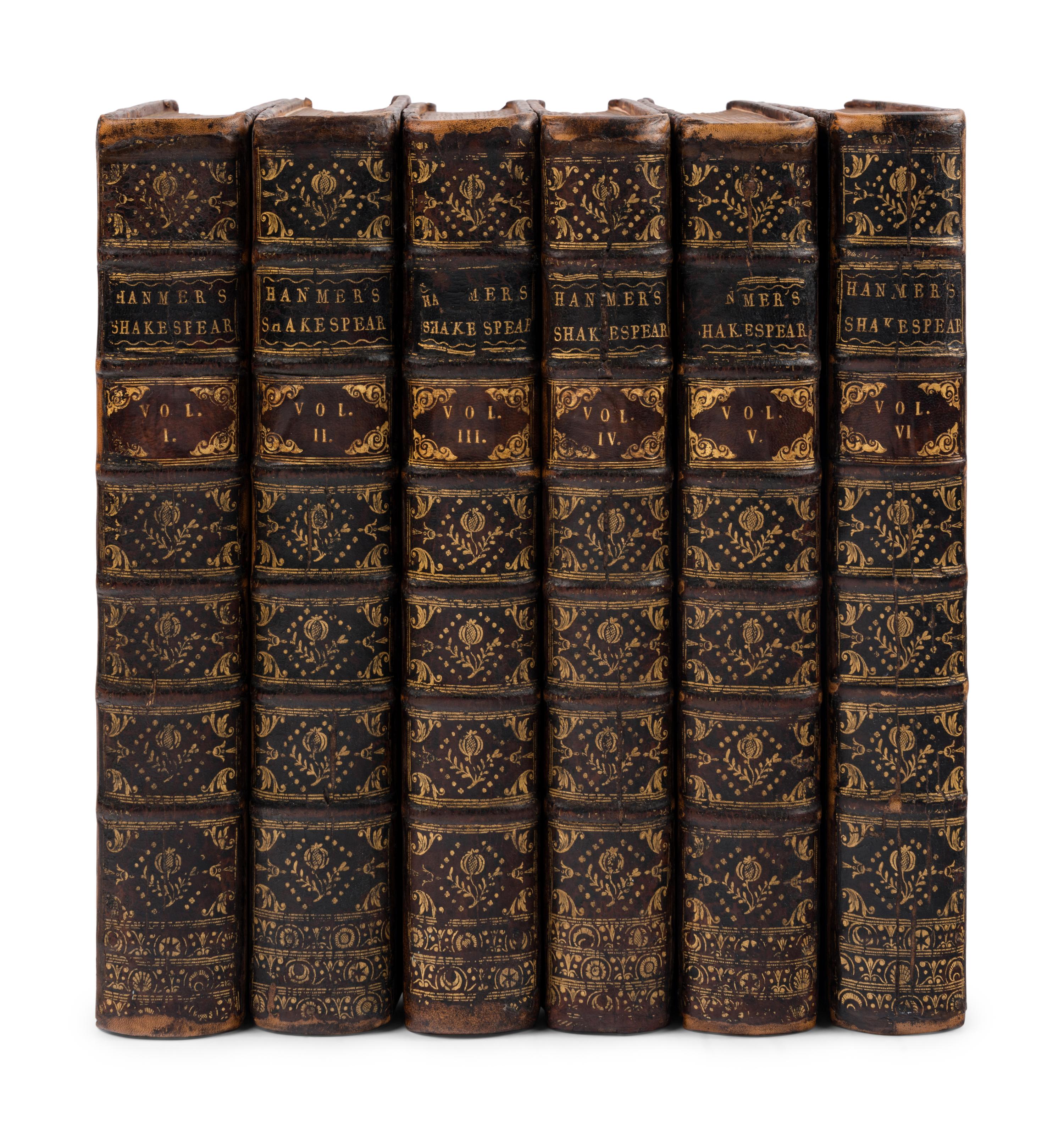 SHAKESPEARE, William. The Works... carefully revised and corrected. Thomas Hanmer, editor. Oxford: Printed at the Theatre, 1743-44.