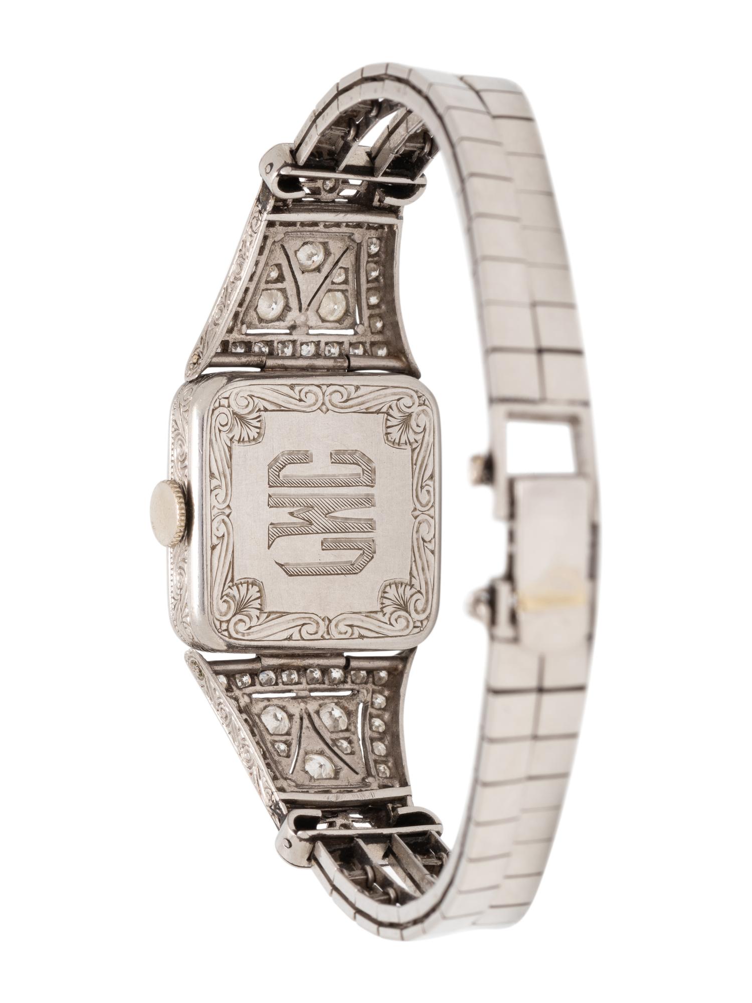 PLATINUM AND DIAMOND WRISTWATCH