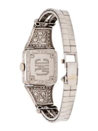 PLATINUM AND DIAMOND WRISTWATCH