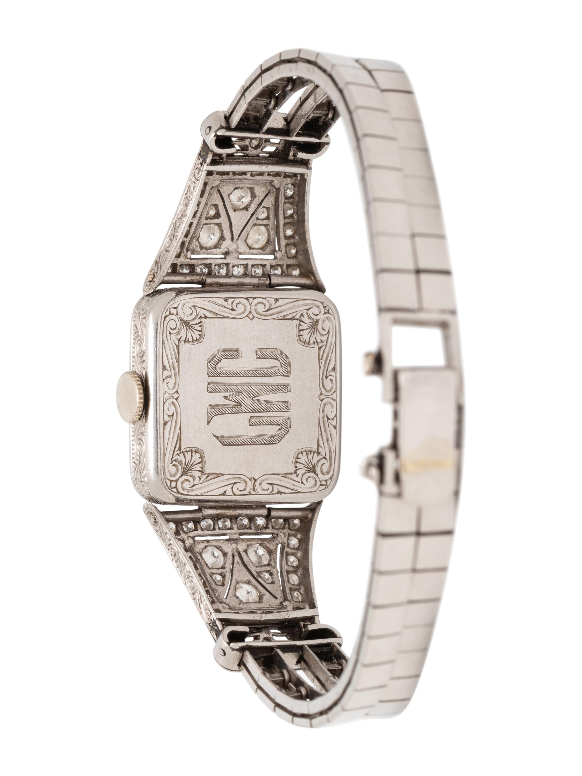 PLATINUM AND DIAMOND WRISTWATCH