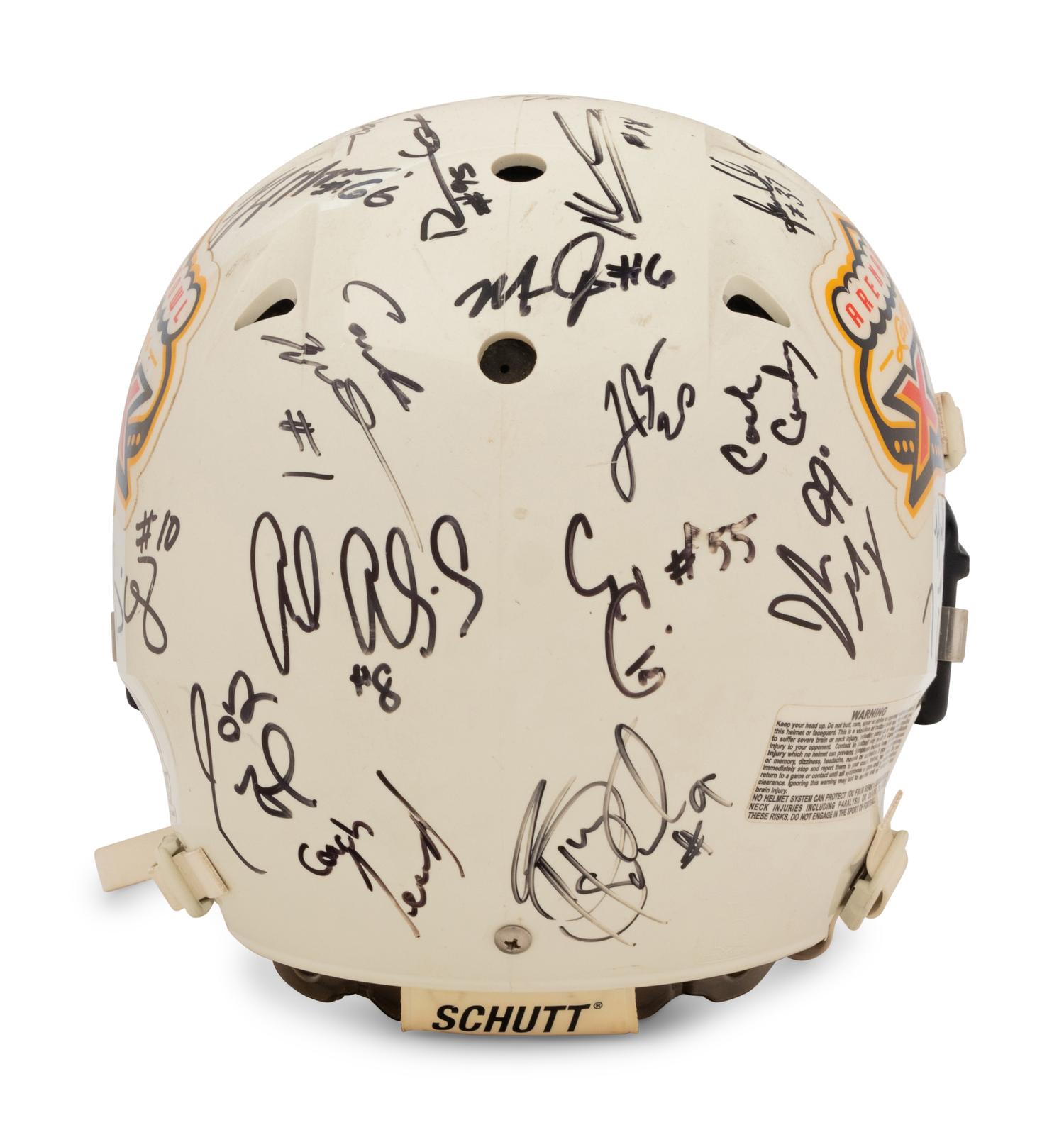 A 2006 Chicago Rush Team Signed Autograph Arena Bowl XX Football Helmet Presented to Mike Ditka Formerly Displayed at Mike Ditka's Restaurant