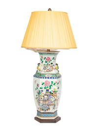 A Chinese Export Famille Rose Porcelain Lamp