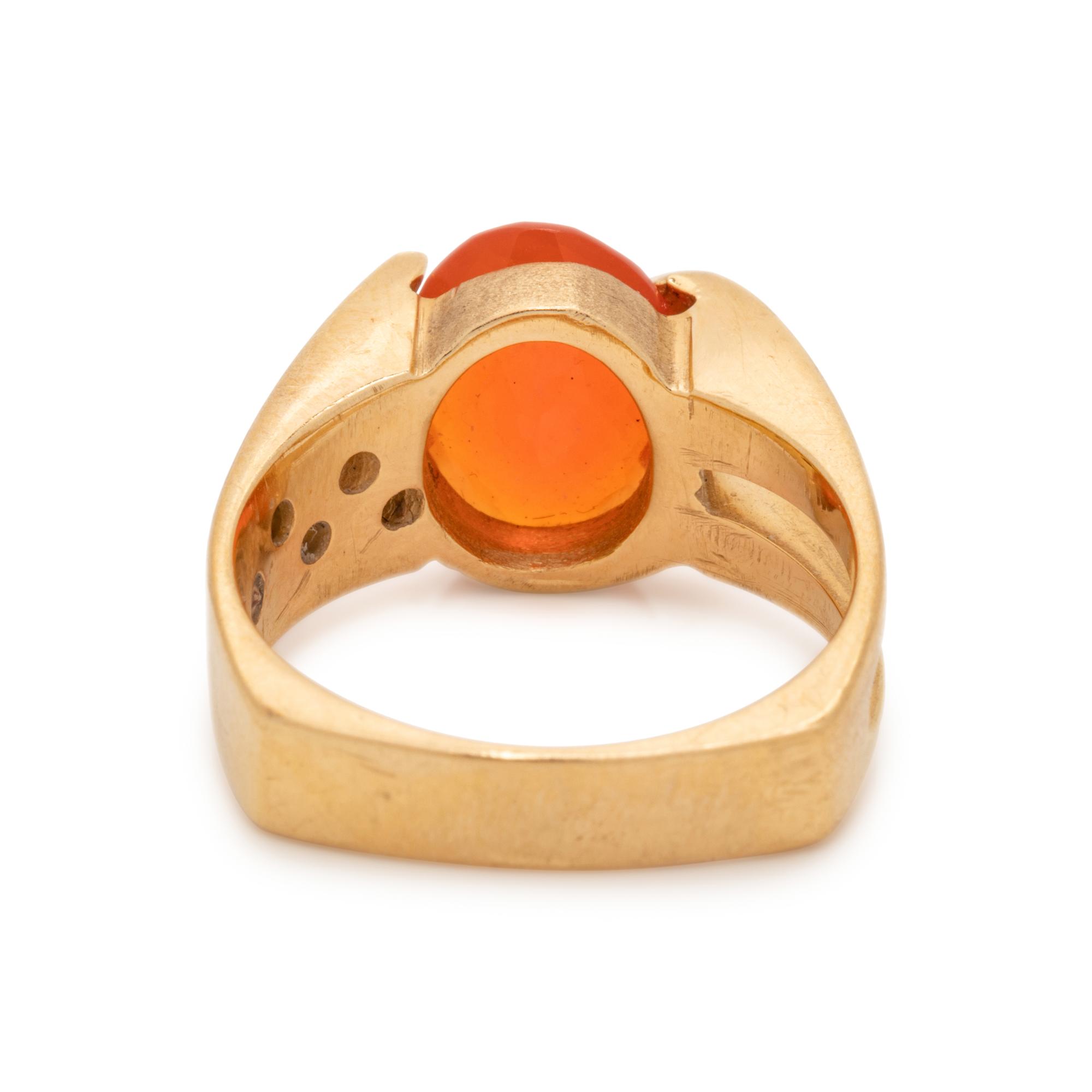 FIRE OPAL AND DIAMOND RING