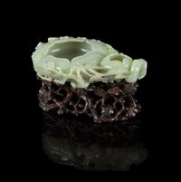 A Celadon Jade Brush Washer, Xi — 19TH CENTURY