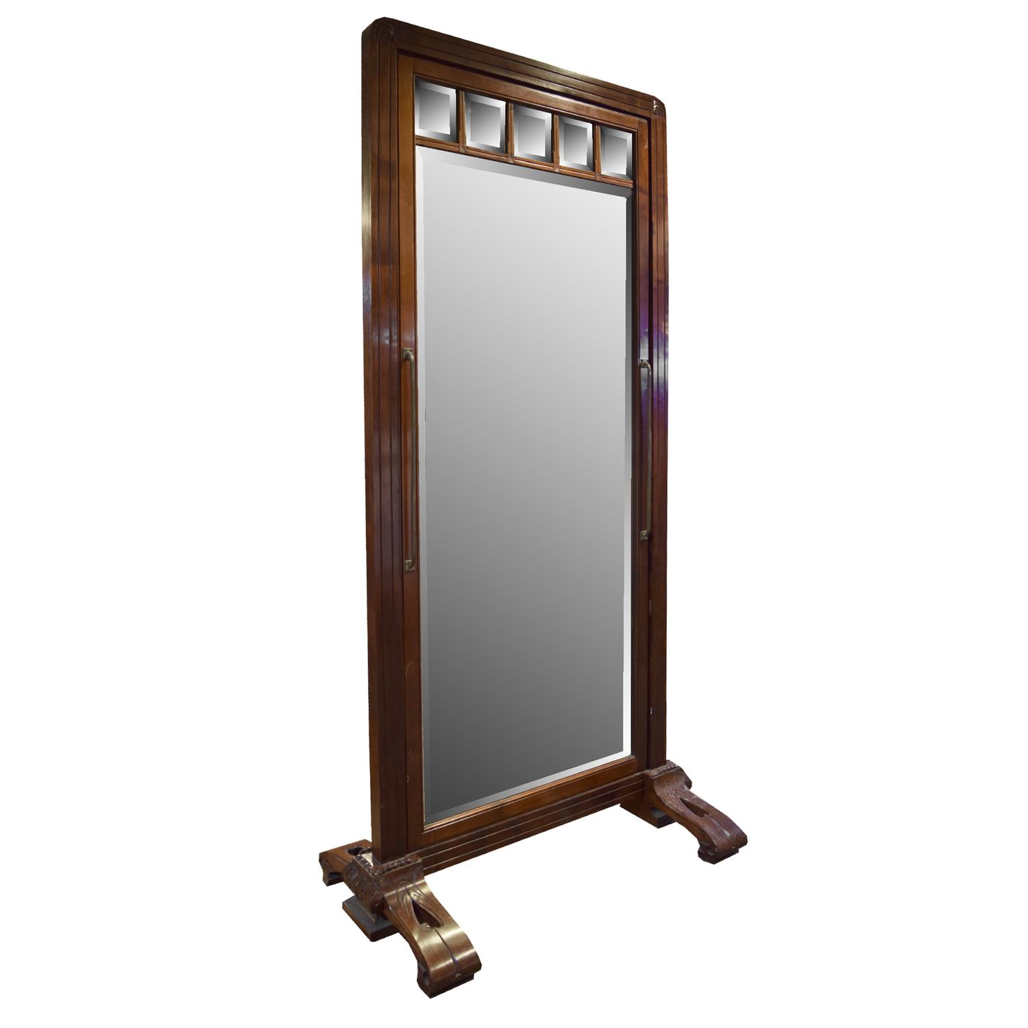 An Art Nouveau Mahogany Dressing Mirror 42" W x 25" D x 86" H — France, Circa 1910