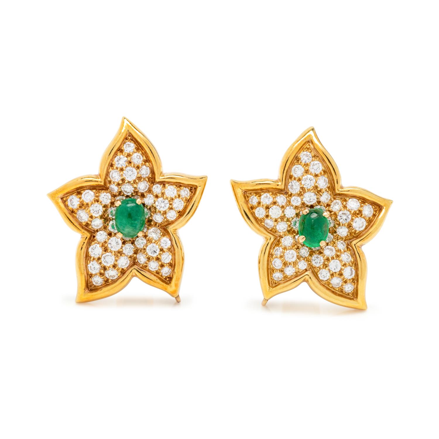 VAN CLEEF & ARPELS, EMERALD AND DIAMOND EARRINGS