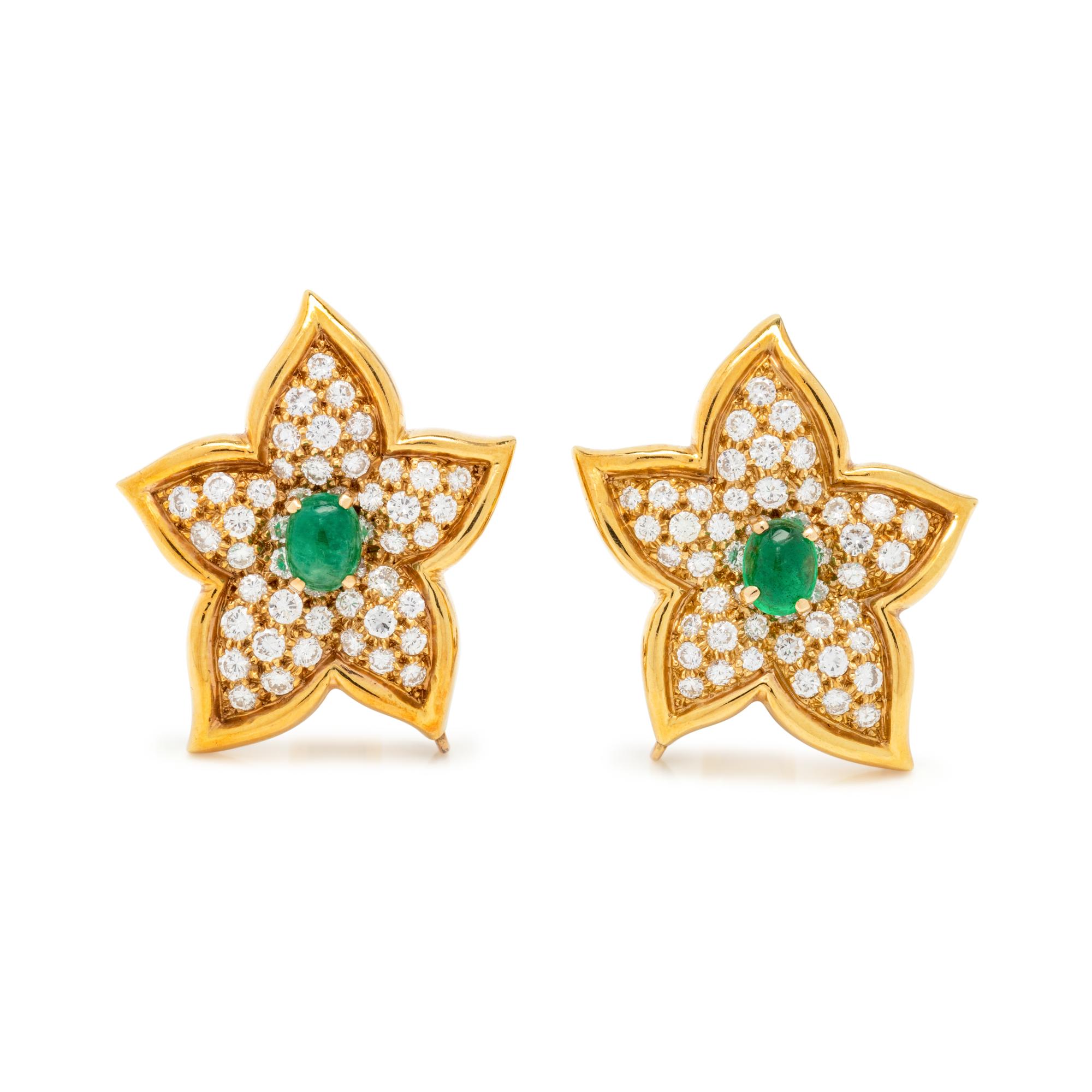 VAN CLEEF & ARPELS, EMERALD AND DIAMOND EARRINGS