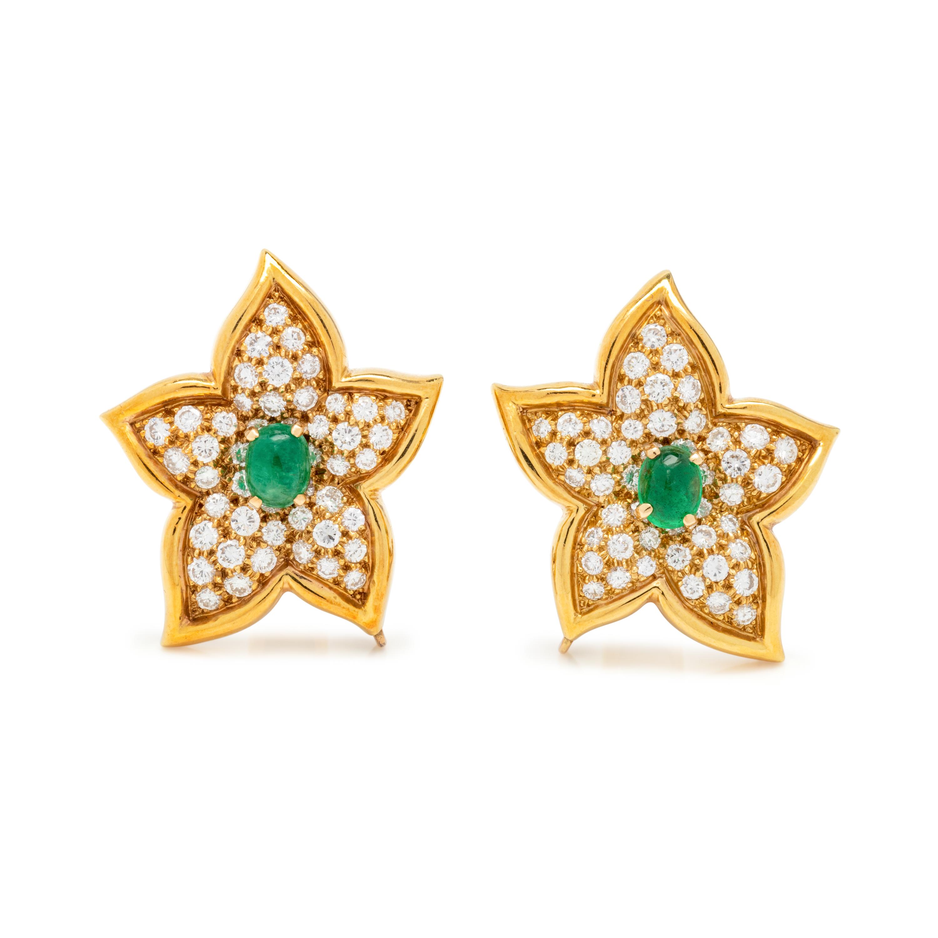 VAN CLEEF & ARPELS, EMERALD AND DIAMOND EARRINGS