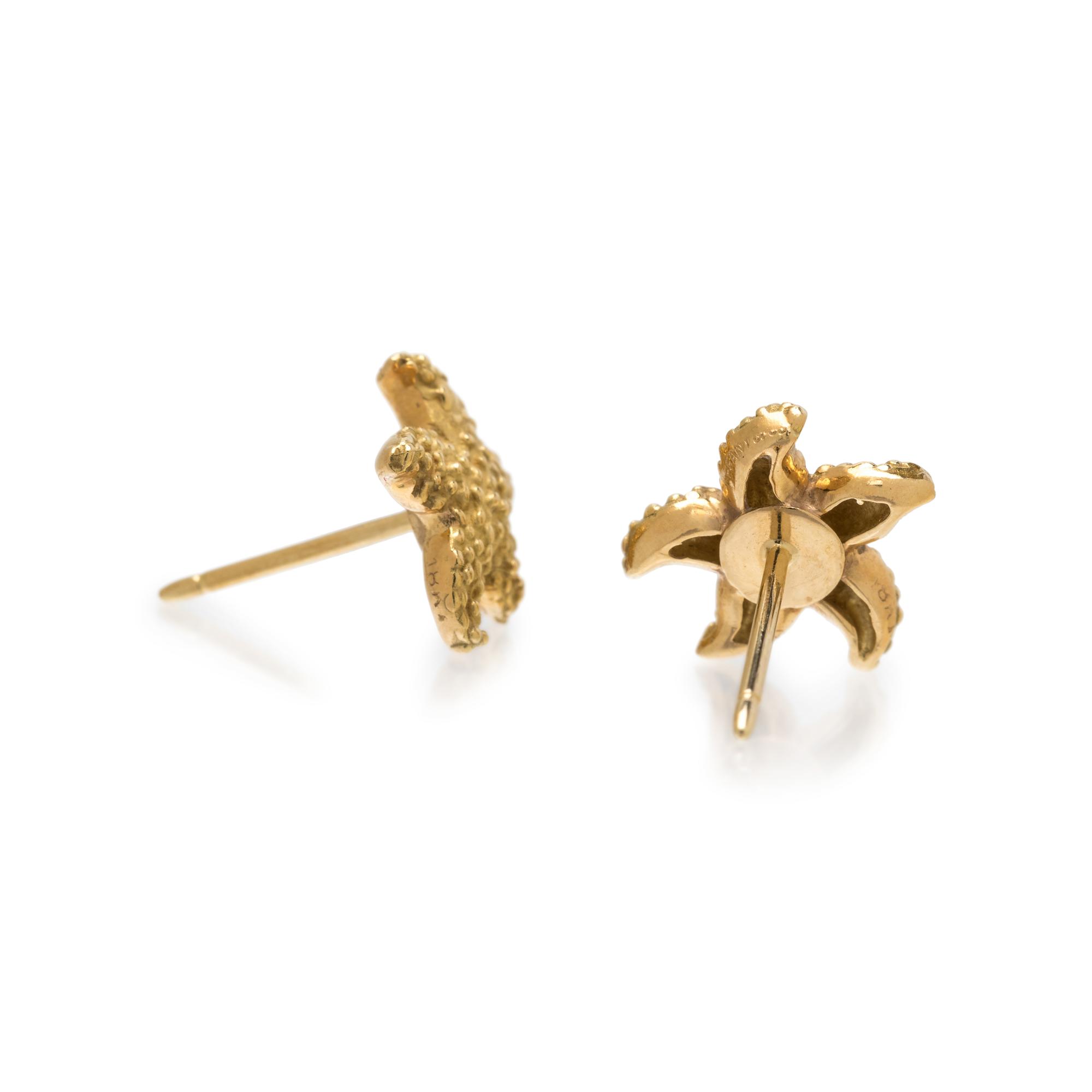 MCTEIGUE, TIFFANY & CO., YELLOW GOLD STARFISH EARRINGS