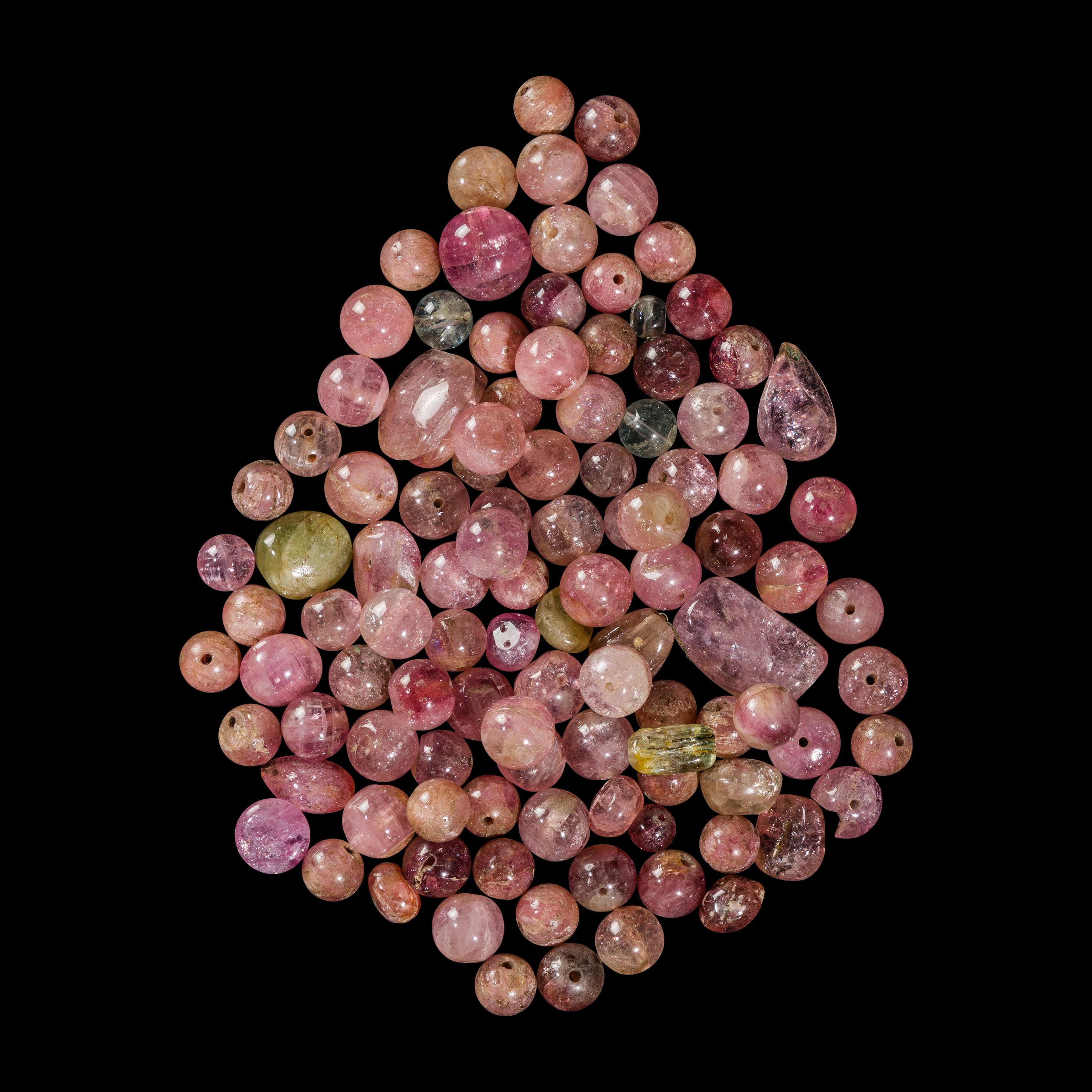A Group of Chinese Tourmaline Beads — 碧璽珠一組
