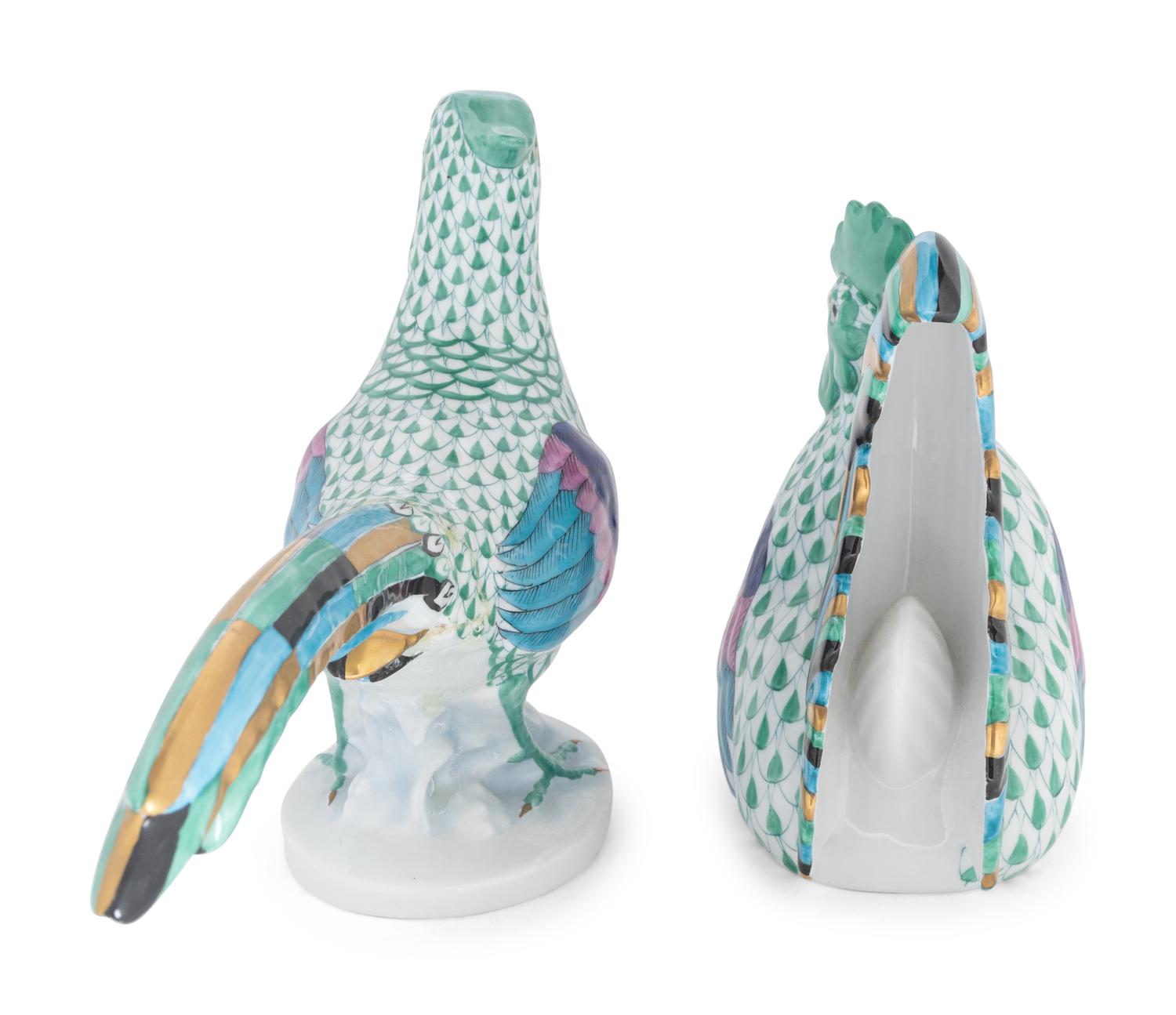 A Herend Porcelain Rooster and Pheasant