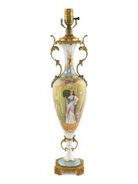 A Sèvres Porcelain Urn Mounted as a Lamp