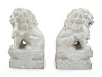 A Pair of Composition Marble Temple Lions